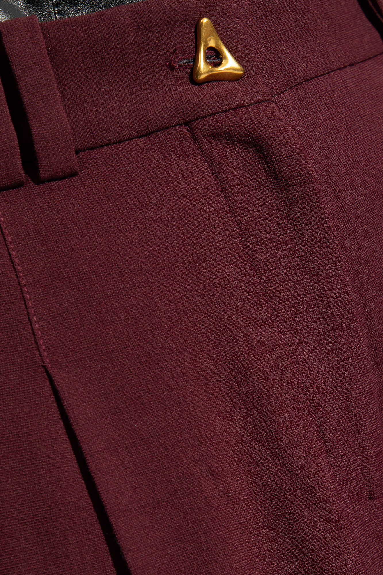 パンツ GOLDEN  Marley virgin wool blend trousers MAROON Women Solid Maroon High-Rise Waist Tie-Up Skinny-Fit Two